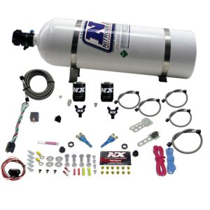 Infiniti G35 Nitrous Oxide Injection System Kit - Nitrous Express - Dual Nozzle (35-150HP) w/15lb Bottle - `03-`18